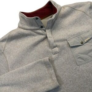 Woolrich Sweater Fleece Pullover Men L Cozy Mock Neck 1/4 Snap Pocket Oatmeal